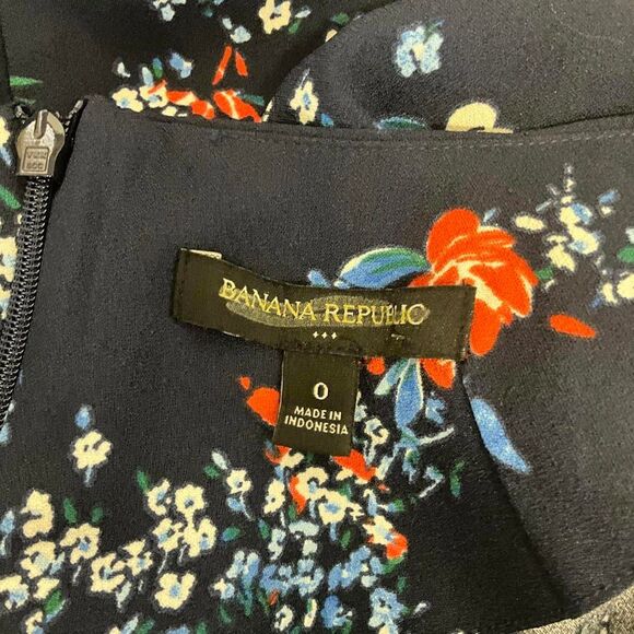 Banana Republic Women's Size 0 Navy Blue Floral Fit and Flare Mini Dress - Picture 11 of 12